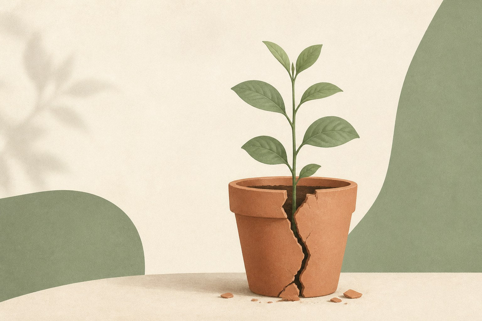 Complex PTSD recovery guide: plant growing through cracked pot