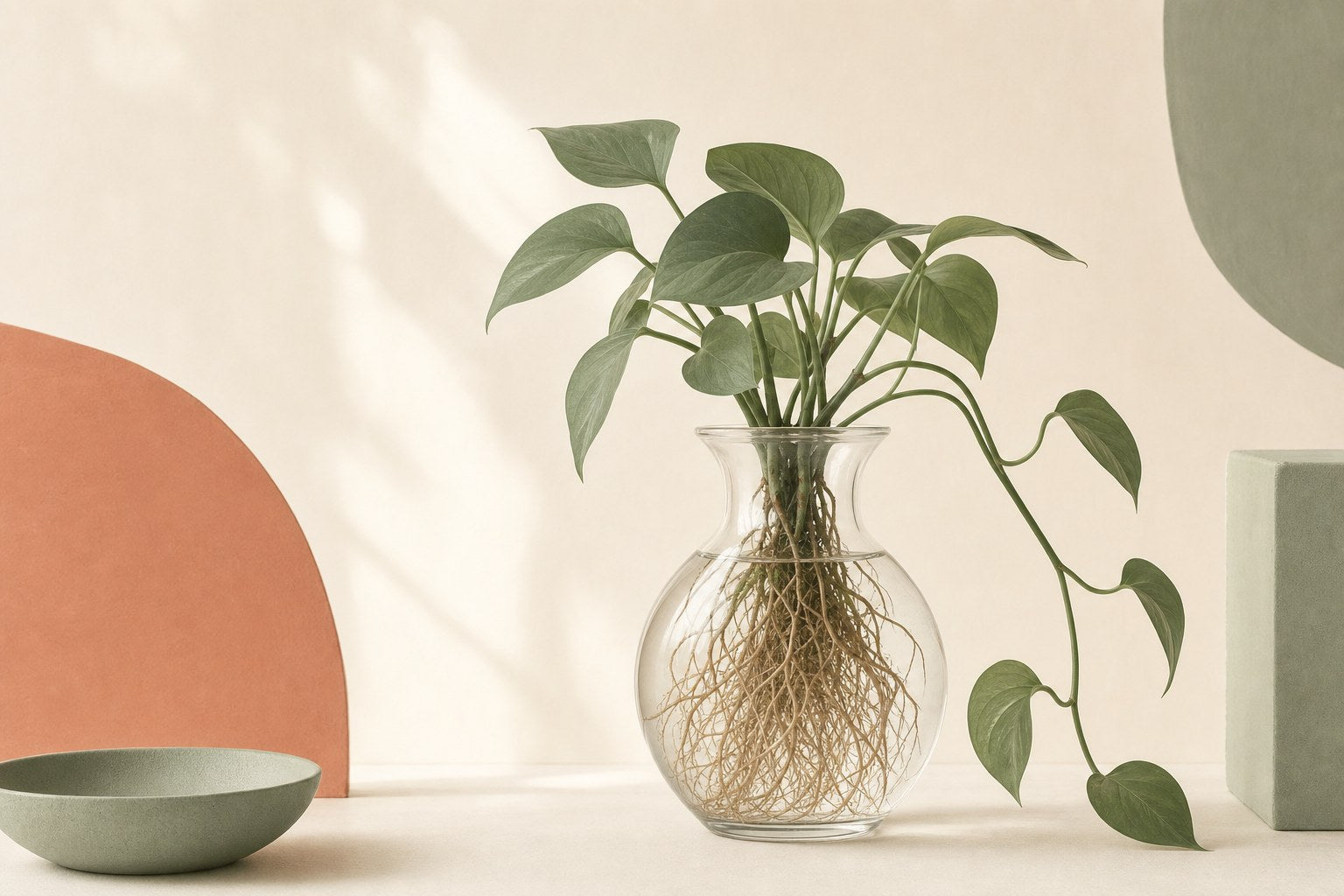 Is trauma stored in the body: plant roots in glass vase