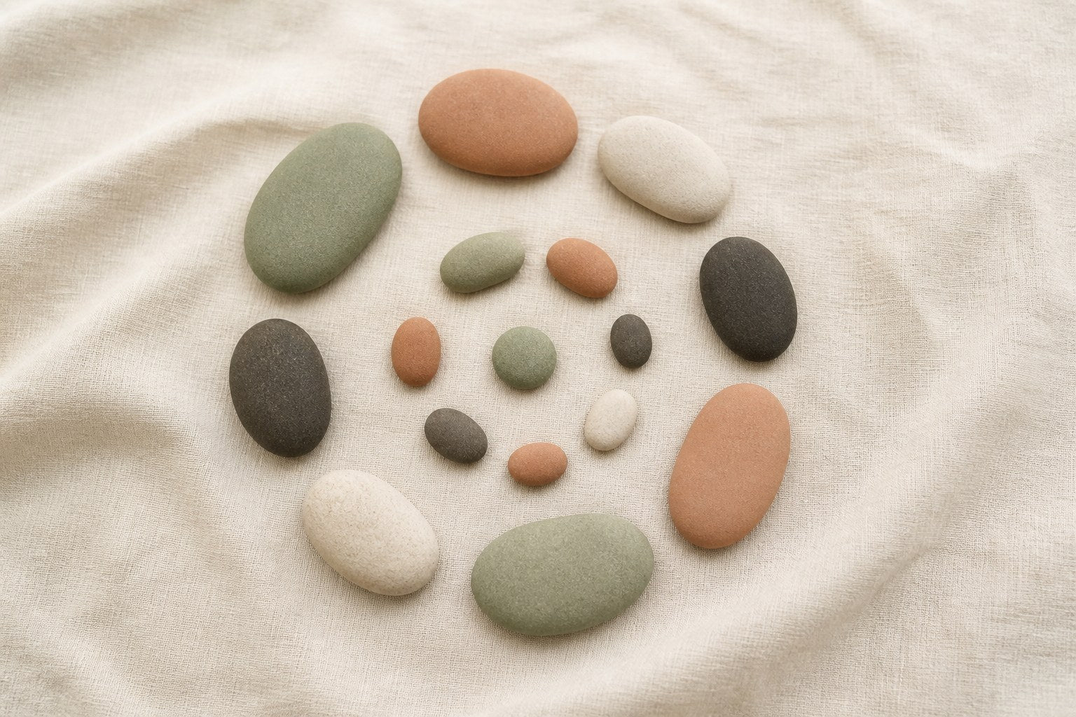 12 somatic experiencing exercises: stone spiral on linen