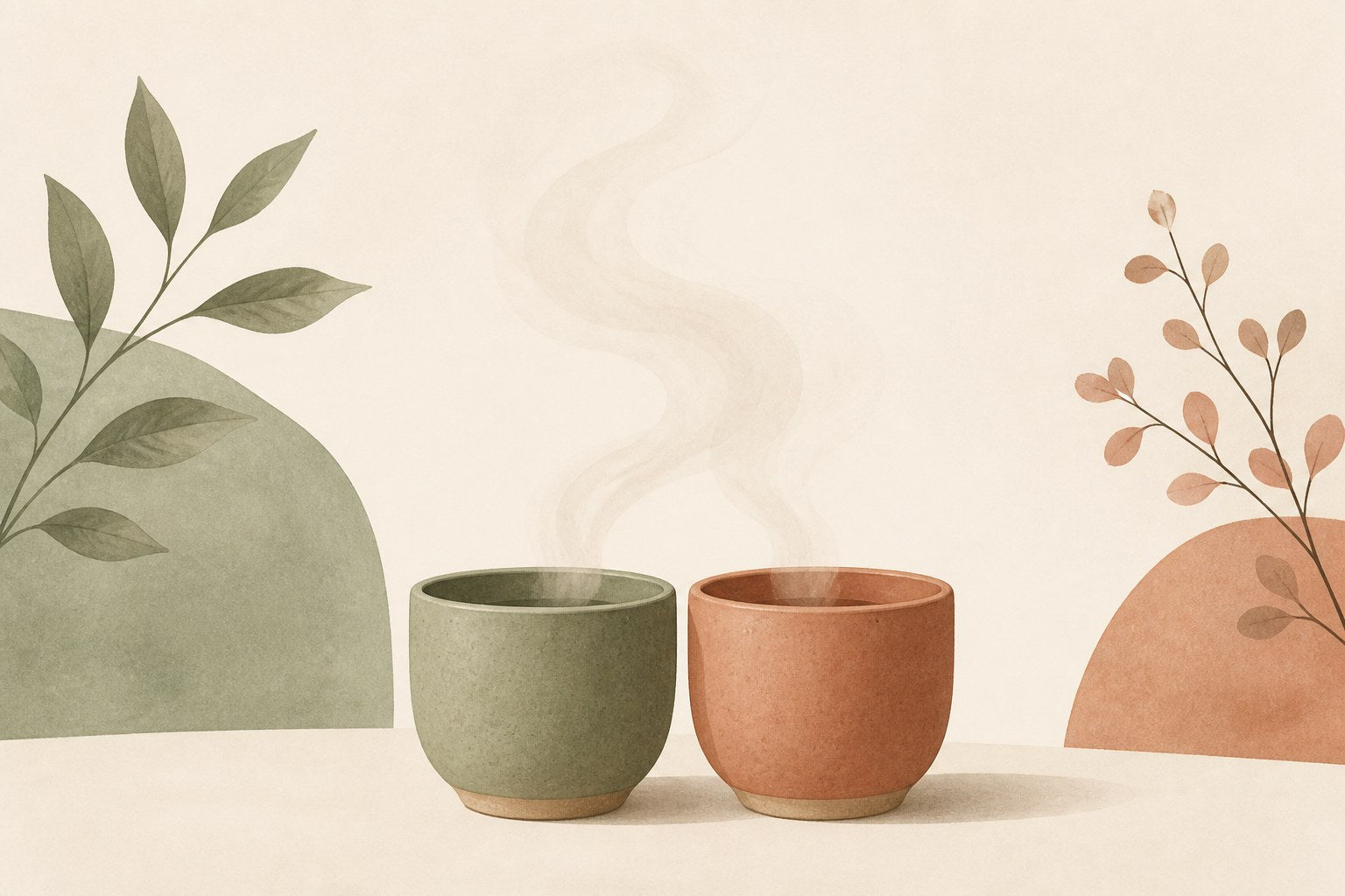 Co-regulation illustrated: two cups with mingling steam