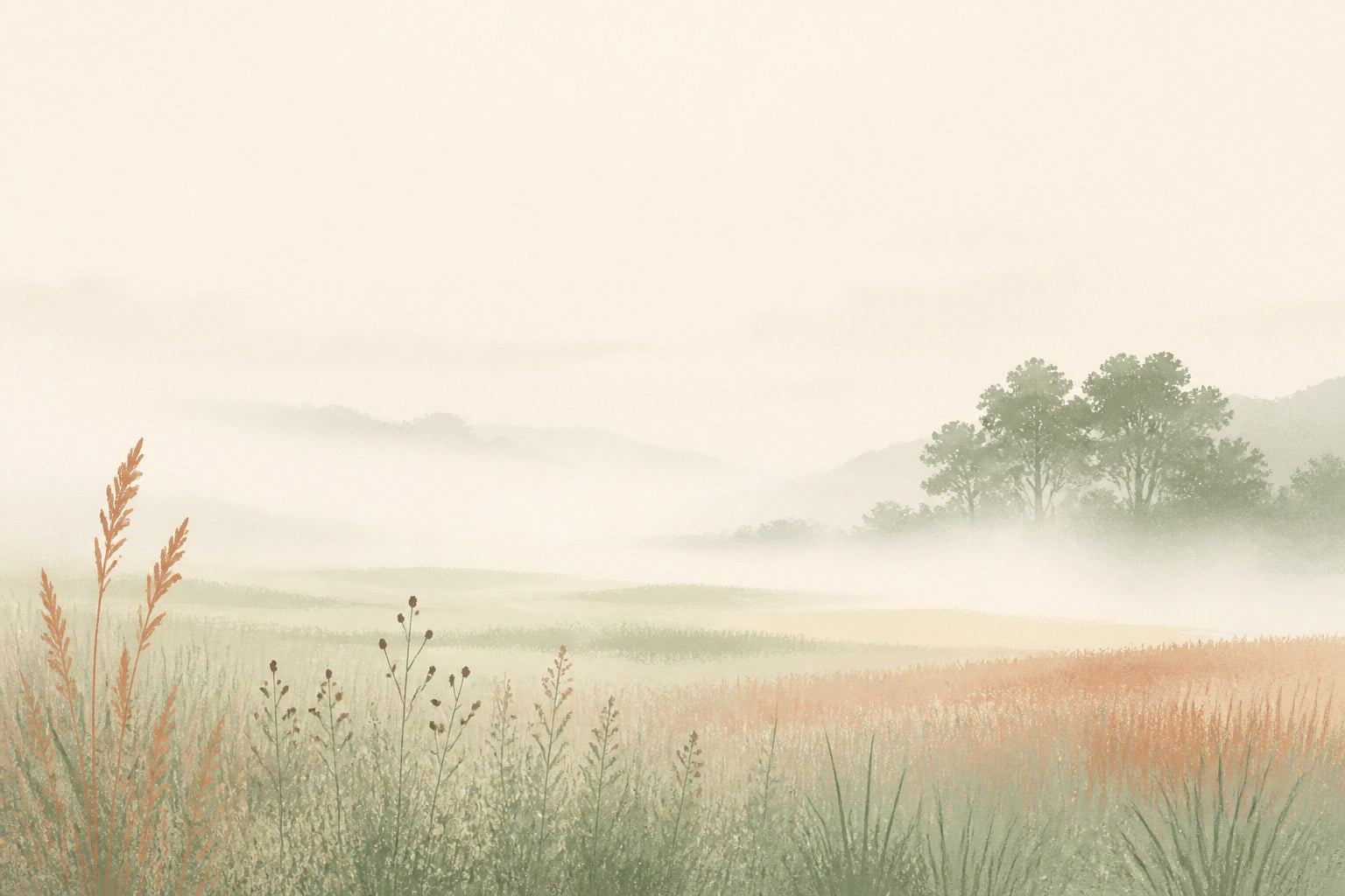 Emotional numbness: morning fog lifting over a field