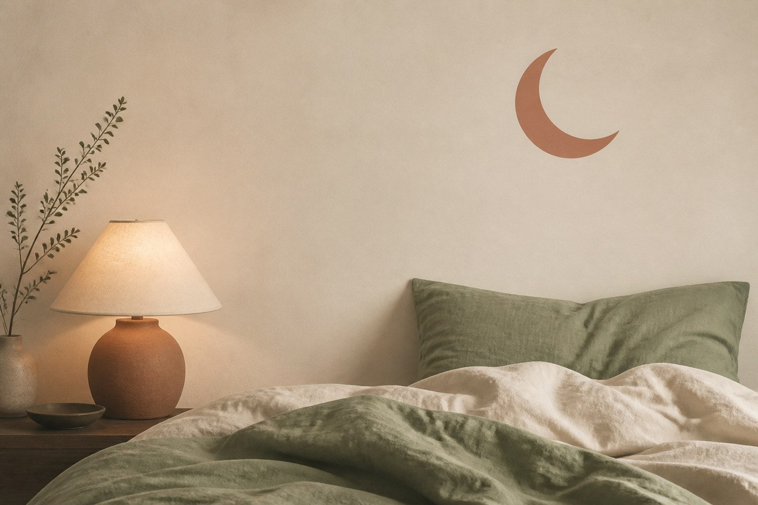 Waking up at 3am: moonlit bed illustration