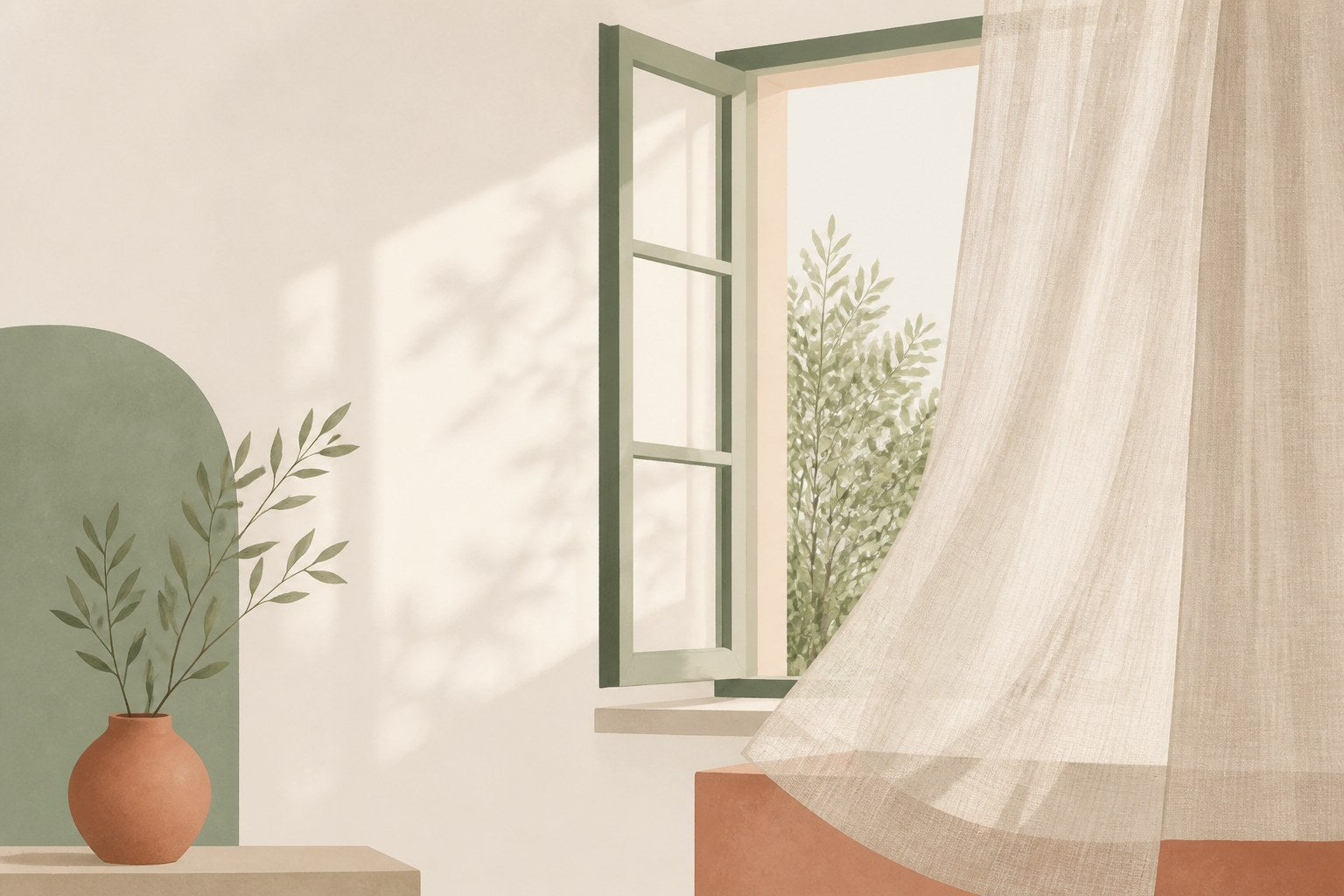 Window of tolerance: open window in morning light