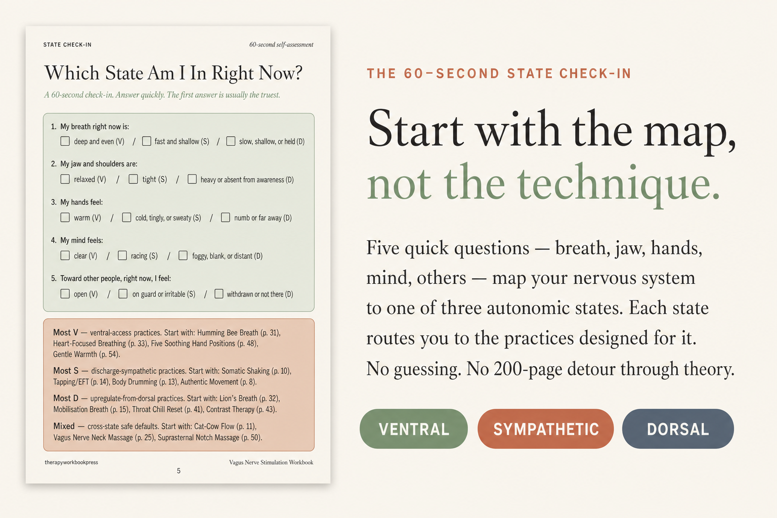 Vagus Nerve Stimulation Workbook: 41 Body-Based Exercises for Freeze, Shutdown, Anxiety & Wired-But-Tired States