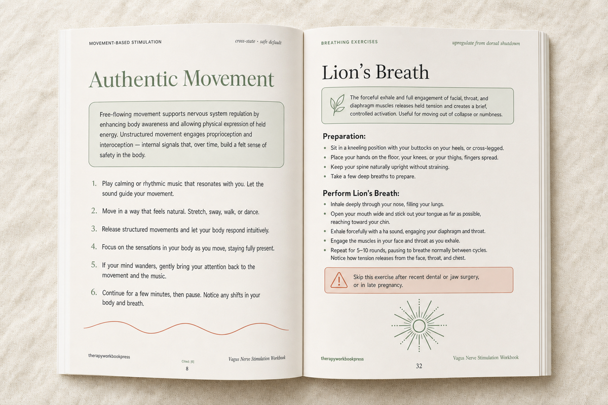 Vagus Nerve Stimulation Workbook: 41 Body-Based Exercises for Freeze, Shutdown, Anxiety & Wired-But-Tired States