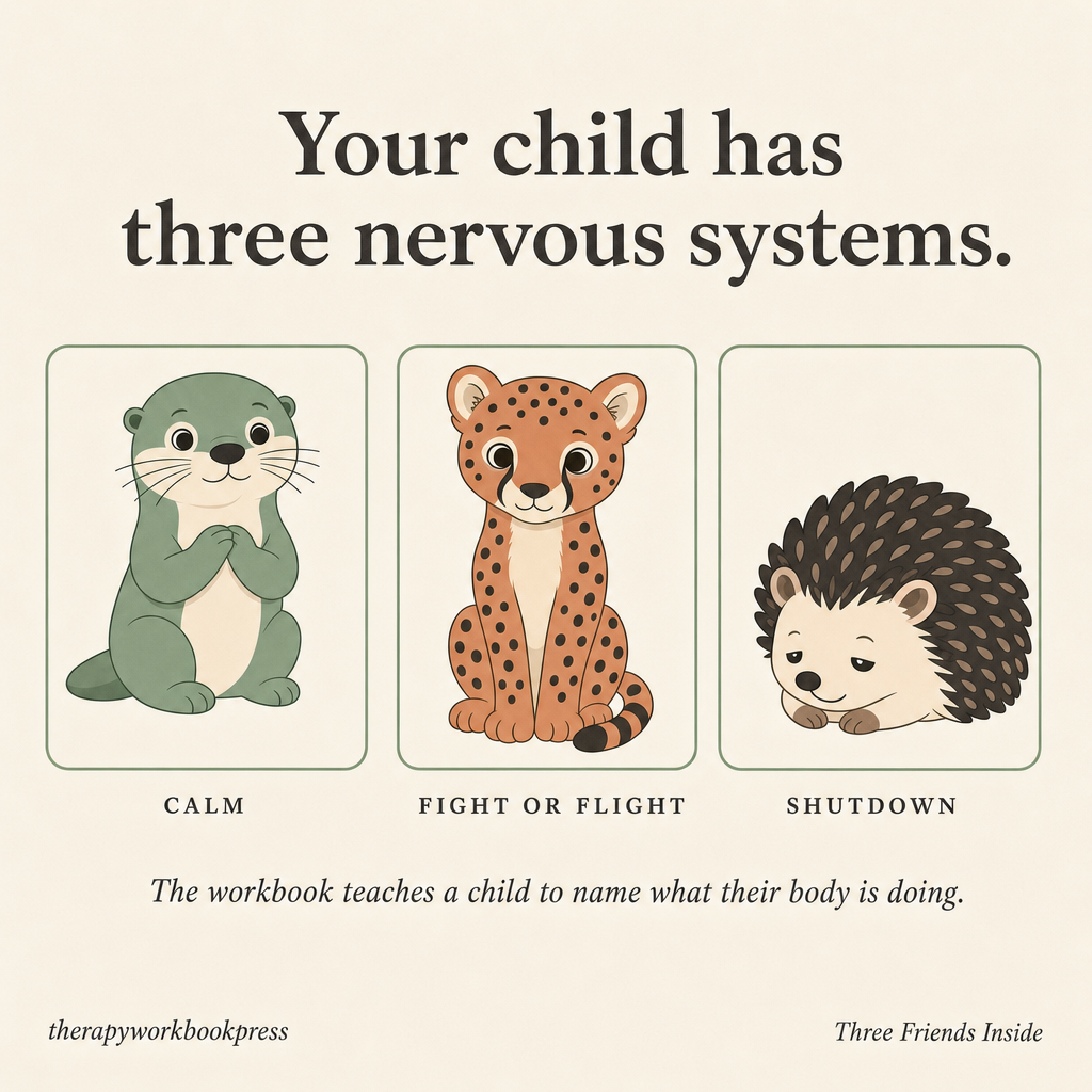 Three Friends Inside — A Polyvagal Workbook for Kids (Ages 6–11) | Nervous System Regulation for Meltdowns, Shutdown & Big Feelings