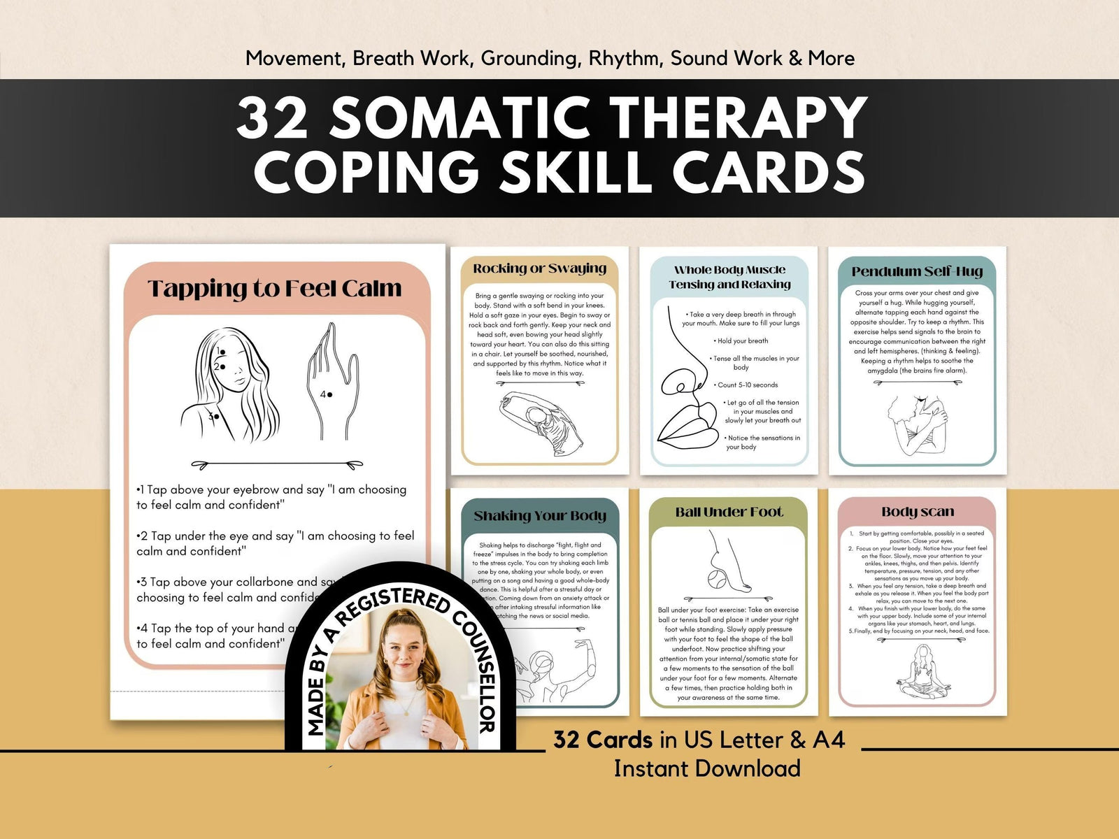 Somatic Therapy Coping Cards: Body-Based Regulation Deck