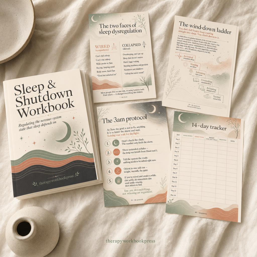Sleep & Shutdown Workbook: 52-Page Nervous System Plan for Insomnia, 3am Waking & Non-Restorative Sleep (PDF)